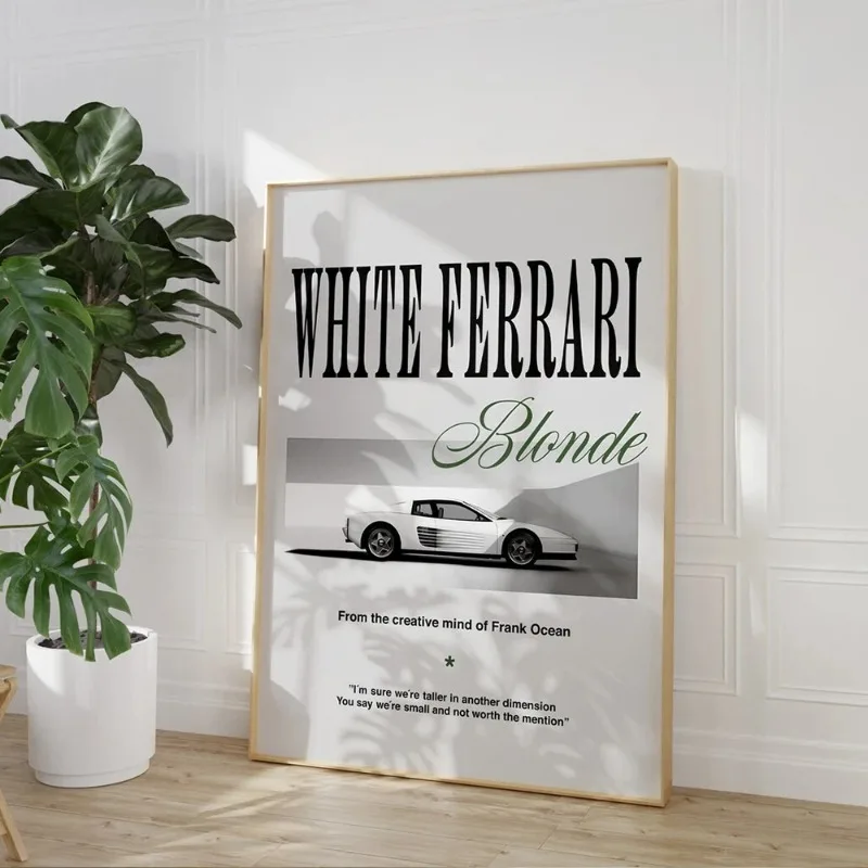 Rap Hypebeast Album Wall Art Modern Frank Ocean Blond White Ferrari Cars Canvas Painting Posters For Living Room Home Decor