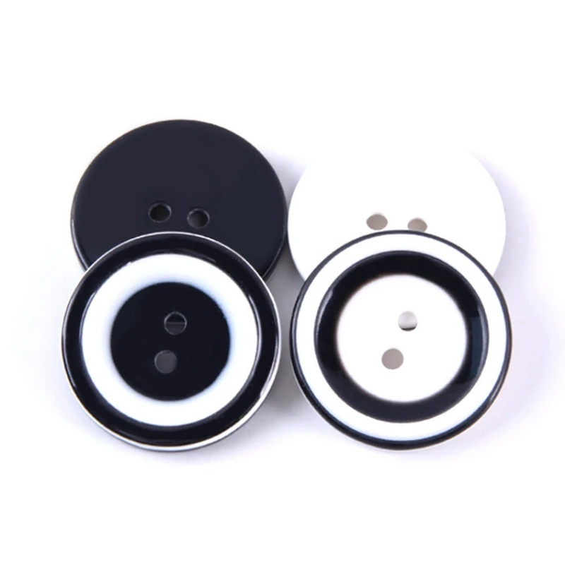 Multisizes Fashion Buttons For Children Shirt Black White Resin Sewing Apparel Craft Decoration 100pc/lot
