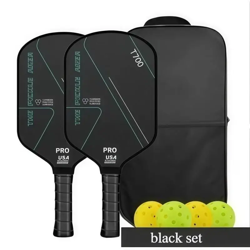 T700 Carbonfaser-Pickleball-Schläger-Set mit ergonomischem Griff, inklusive Aufbewahrungstasche und Bällen für das Heimtraining im Innenbereich. – Detail 20