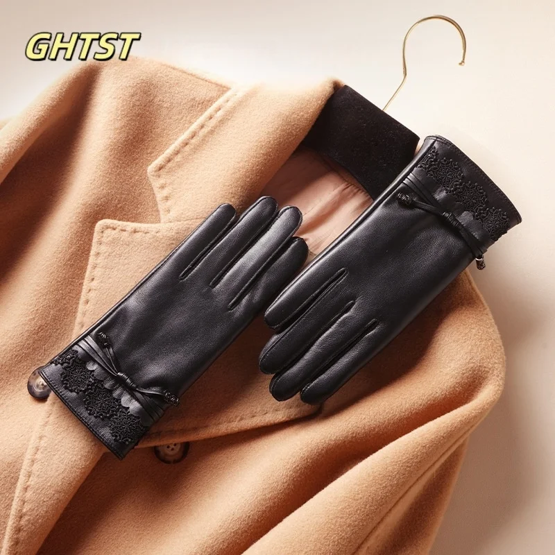 

Зимние перчатки из натуральной кожи, женские черные удобные теплые женские перчатки, перчатки из натуральной кожи, перчатки для защиты от холода