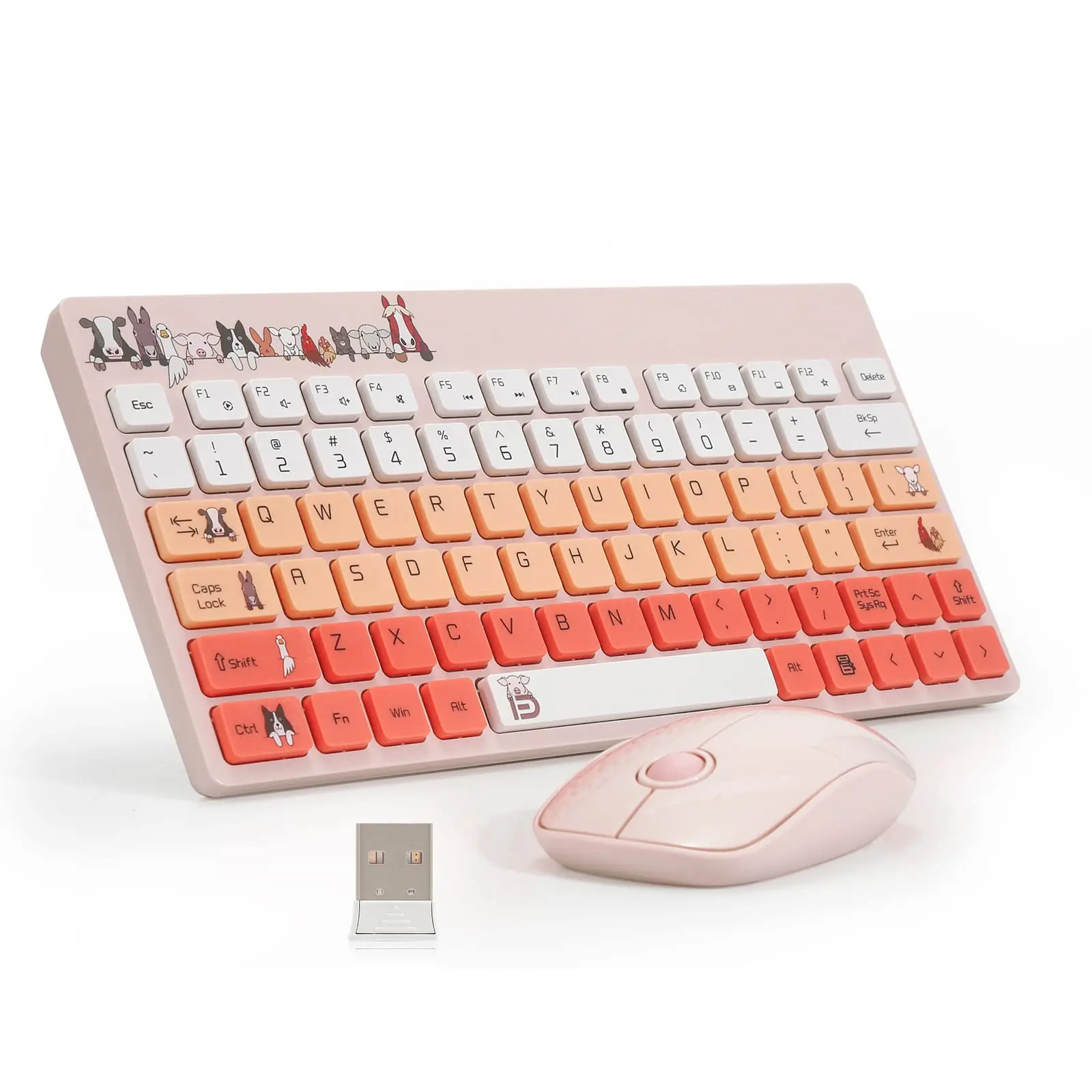 Cartoon Cute Wireless Keyboard Set Mini Portable Silent Gaming Keyboard And Mouse Combo For Laptop PC iPad Apple Computer Office