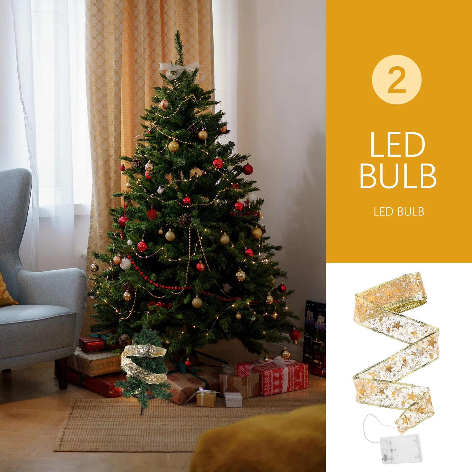 

20M 100Led Christmas Ribbon Light String Warm White For Xmas Tree Party Decoration Led String Light Festive Holiday Decor Home