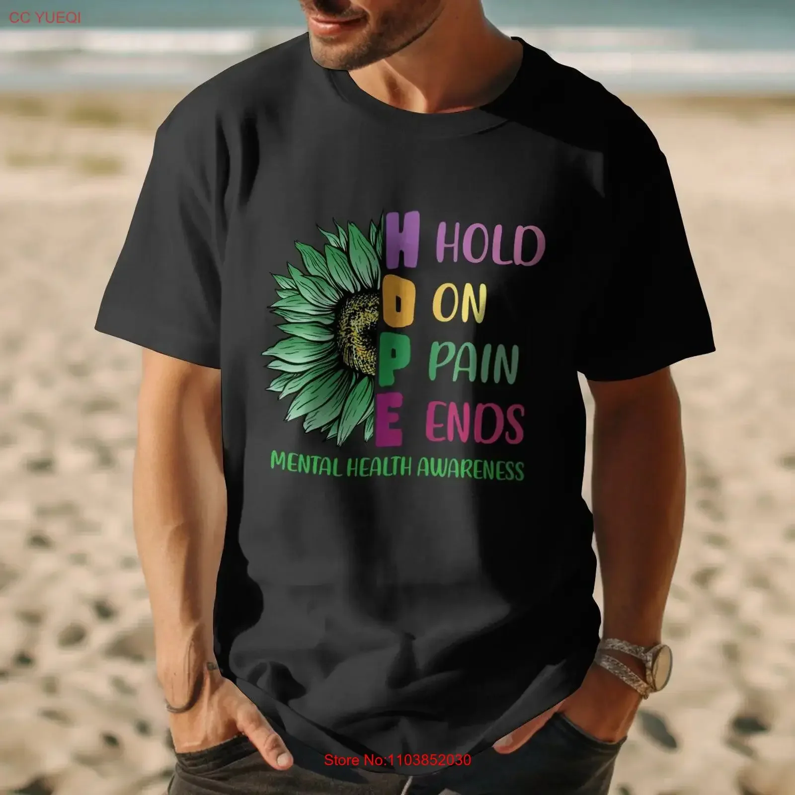 T-shirt de sensibilisation à la santé mentale, motif tournesol HOPE vintage, graphique délavé, doux, confortable, polyvalent, unisexe, mode élégante et décontractée