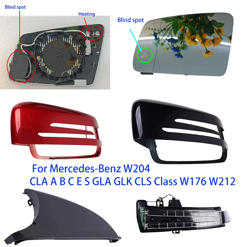 Para mercedes-benz W204 CLA A B C E S GLA GLK CLS clase W176 W212 cubierta de espejo trasero calefactable luz de señal de giro de cristal inferior