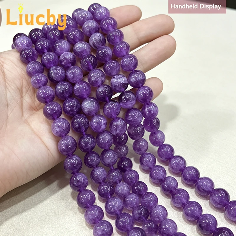 Natürliche lila Amethyst runde lose Perlen Kristallstein-Abstandsperlen für DIY Armband Halskette Ohrring handgemachter Schmuckzubehör – Detail 7
