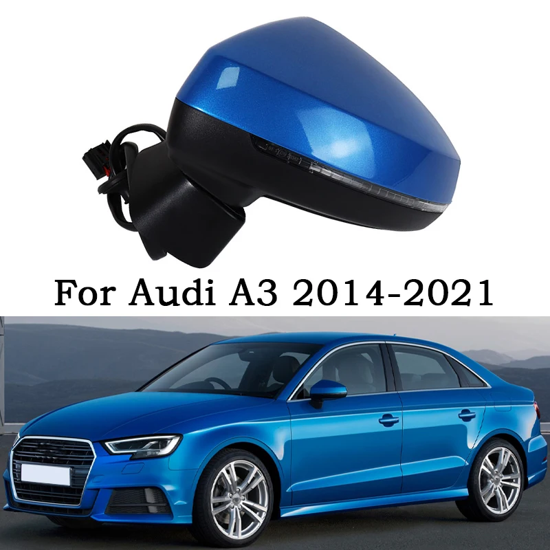 Samochodowe lusterko wsteczne do Audi A3 2014 2015 2016-2021 Auto 6-przewodowe 8-przewodowe elektryczne regulacja ogrzewania elektryczne składane