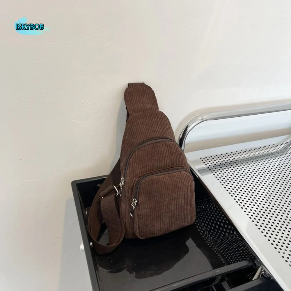 

Gift Solid Color Corduroy Chest Bag Schoolbag Chest Pack Corduroy Crossbody Bag Shoulder Bag Coin Purse Waist Bag Boys