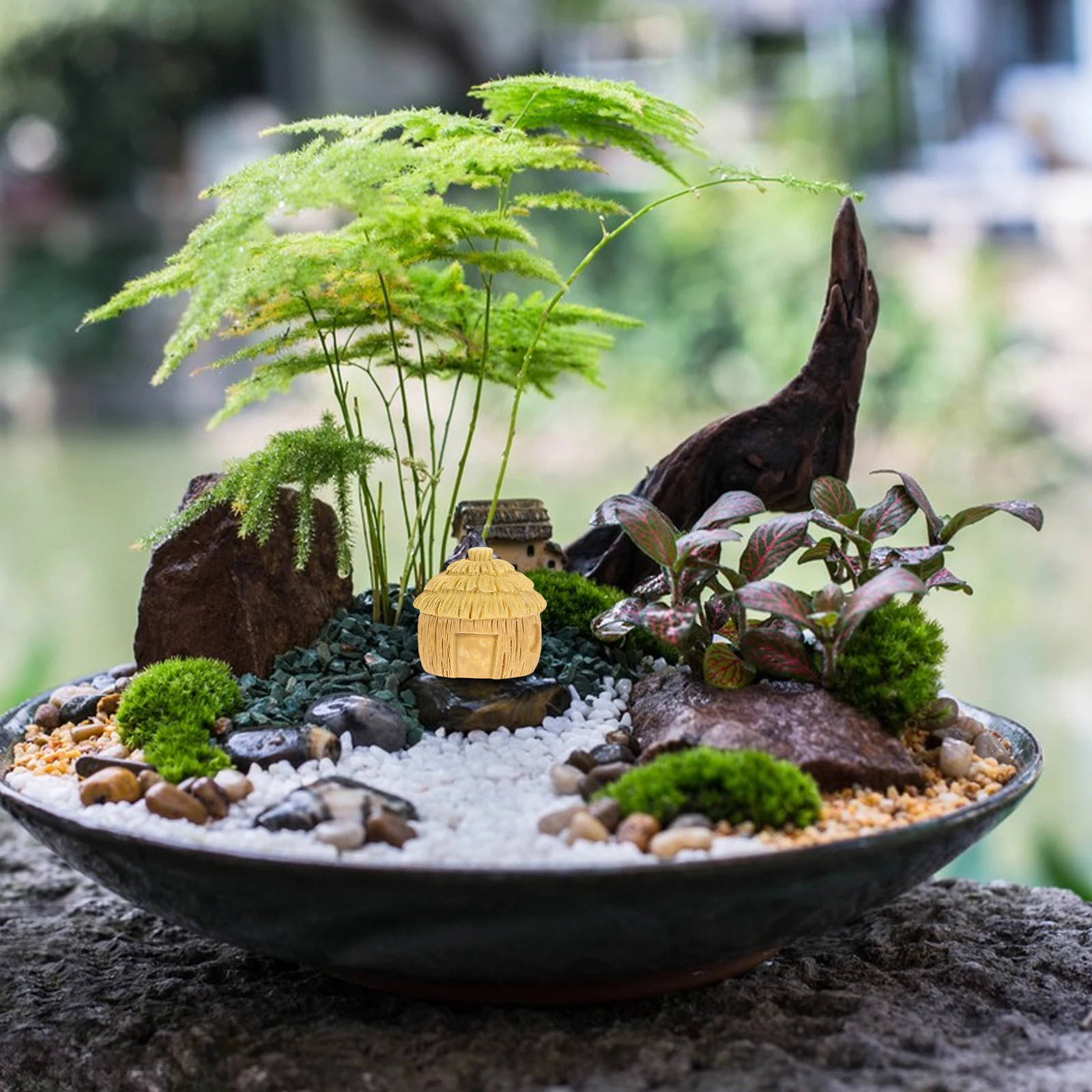 

4 шт. изысканные мини-домики из смолы в европейском стиле, микропейзажный декор, крошечный для настольного офиса-миниатюрный двор