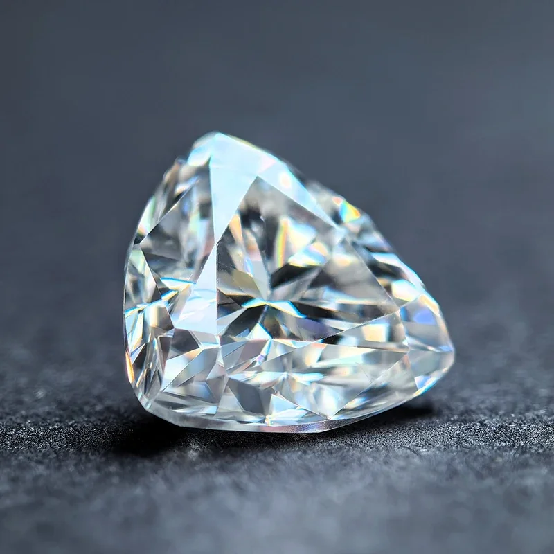 Moissanite Stone White Color Special Cut Circular Triangle Shape Charm Beads For DIY Jewelry Making Selectable GRA Certificate