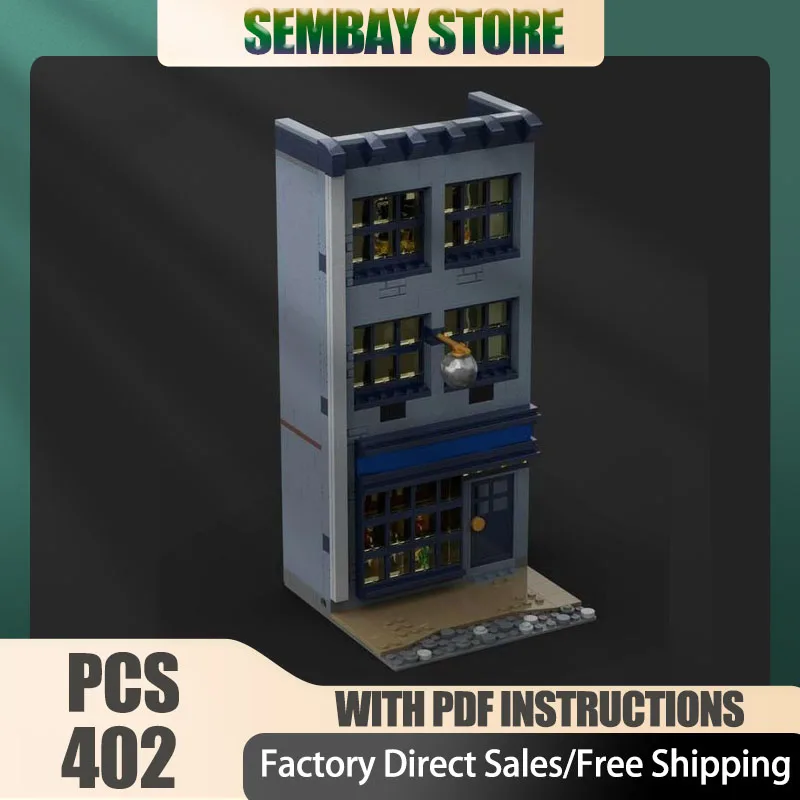 

Модульные строительные кирпичи Moc 75798, диагональная зона расширения Alley - магазин палочек, технологические блоки, рождественские игрушки «сделай сам», строительные подарки