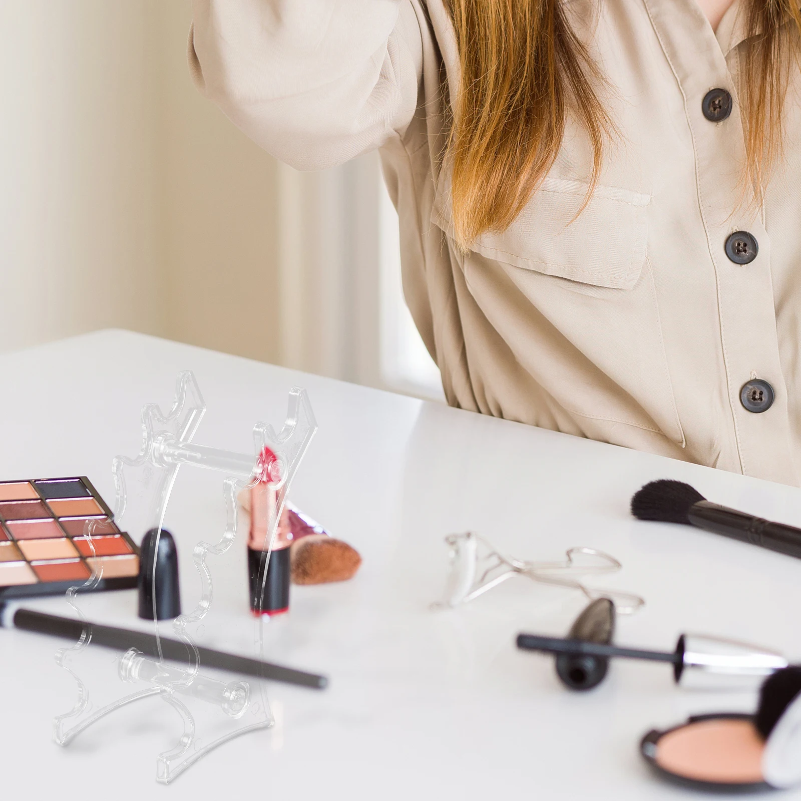 

2Pcs Pen Storage Rack Clear Plastic Pen Holder for Cosmetics Eyebrow Pens Markers Stationery Display Stand Cosmetics Store Racks