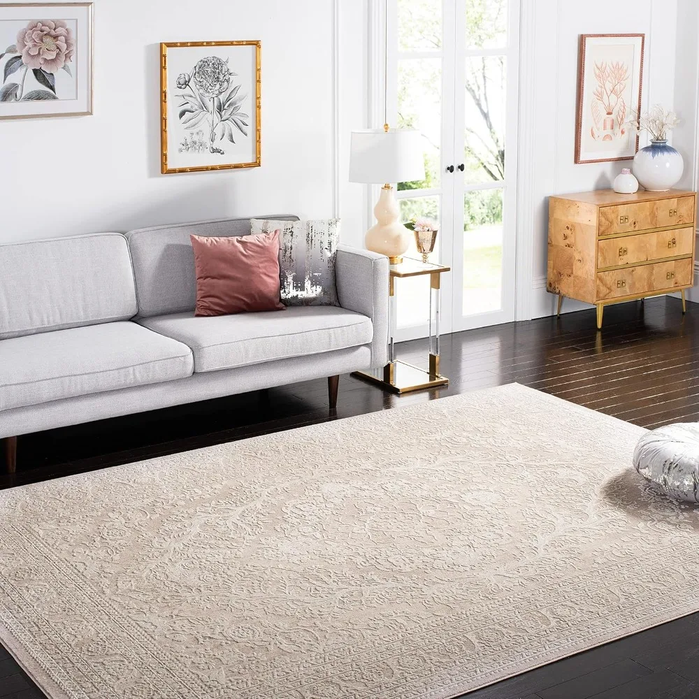 

Area Rug 8x10 - Reflection Collection - Large - Beige & Cream, Non-shedding & Easy Cleaning, Ideal For Living Room, Bedroom,