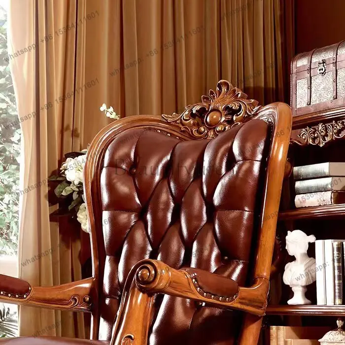 XX. European-style computer chair luxury leather writing office chair 2026 European-style