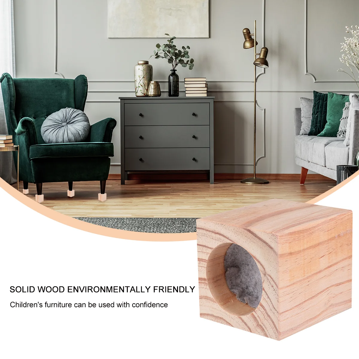 Runde Tischheber aus massivem Holz, Möbelbein-Riser-Heber (erhöhung 5 cm), Holzmöbel-Riser, Bett-Riser