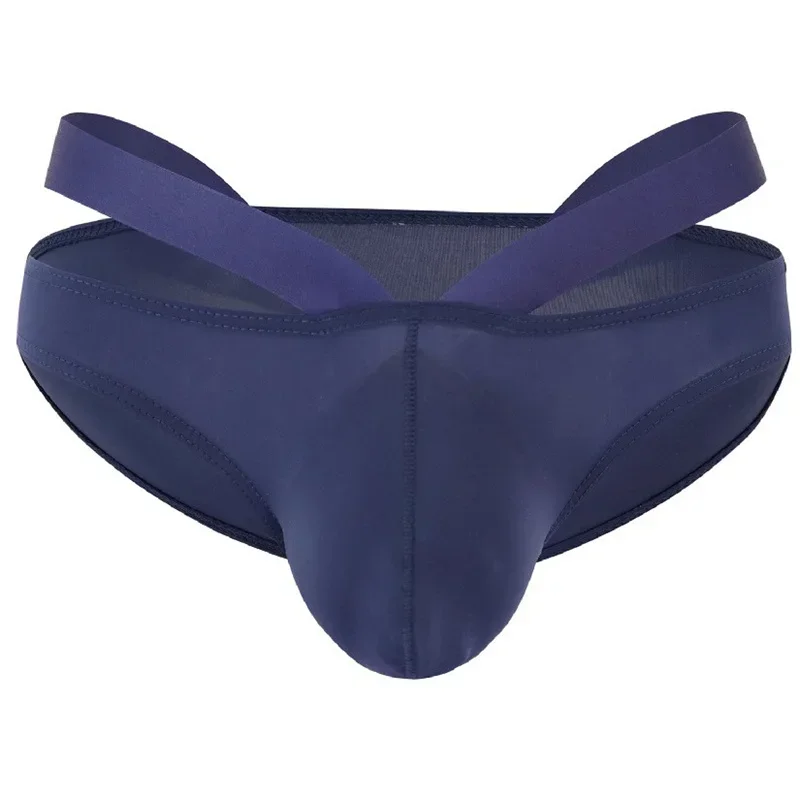 8PCS Sexy Briefs Summer Underwear U Convex Thin Ice Silky Night Club Low Waist Men's Underpants Briefs Slip for Men Jockstrap