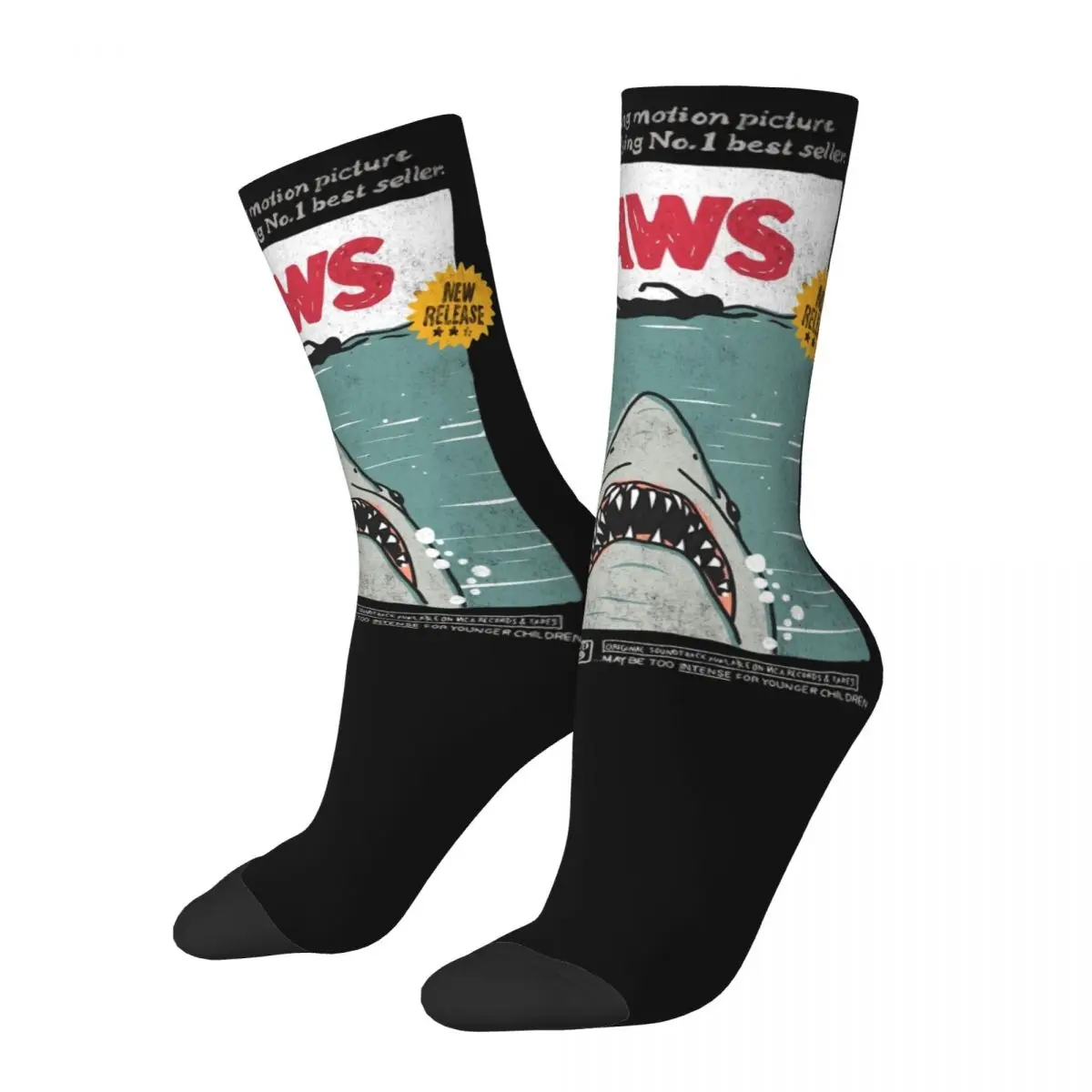 Fashion Men\'s Socks Harajuku Jaws Terrifying Motion Picture Poster Sock High Quality Women Sock Spring Summer Autumn Winter