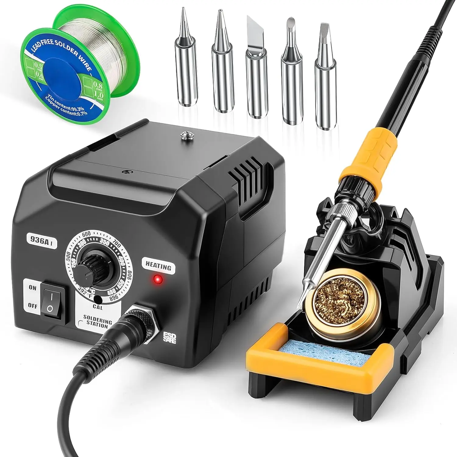 

Soldering Station Iron Kit, 45W Micro Soldering Practice Set for Electronics, Fast Heating & Temp Control 302°F–572°F, with 5