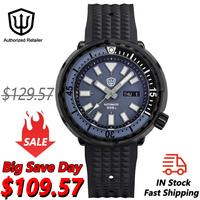 Watchdives Tuna Automatic Dive Watch NH36 automatic Movement PVD Coated Stainless Steel Case Wristwatch Sapphire Crystal Watches