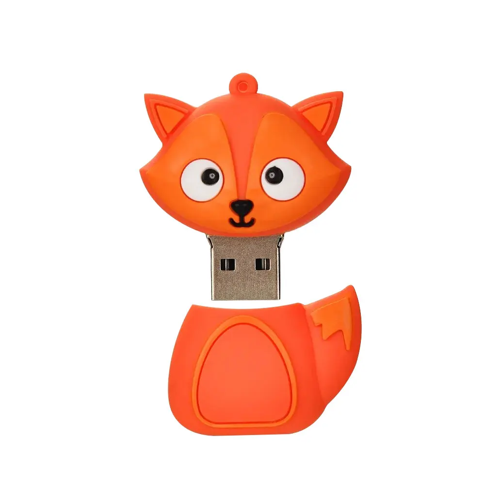 Cute Fox USB Flash Drive 4GB-128GB Cartoon Animal Memory Stick Creative Gift Pen Drive Real Capacity External Storage Pendrive