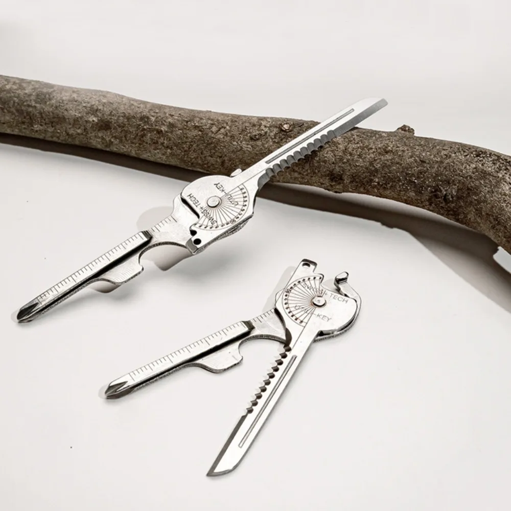 Portable Multi-Tool Keychain 8-in-1 Stainless Steel Camping Multi-Function Keychain Folding Multi-Function Design