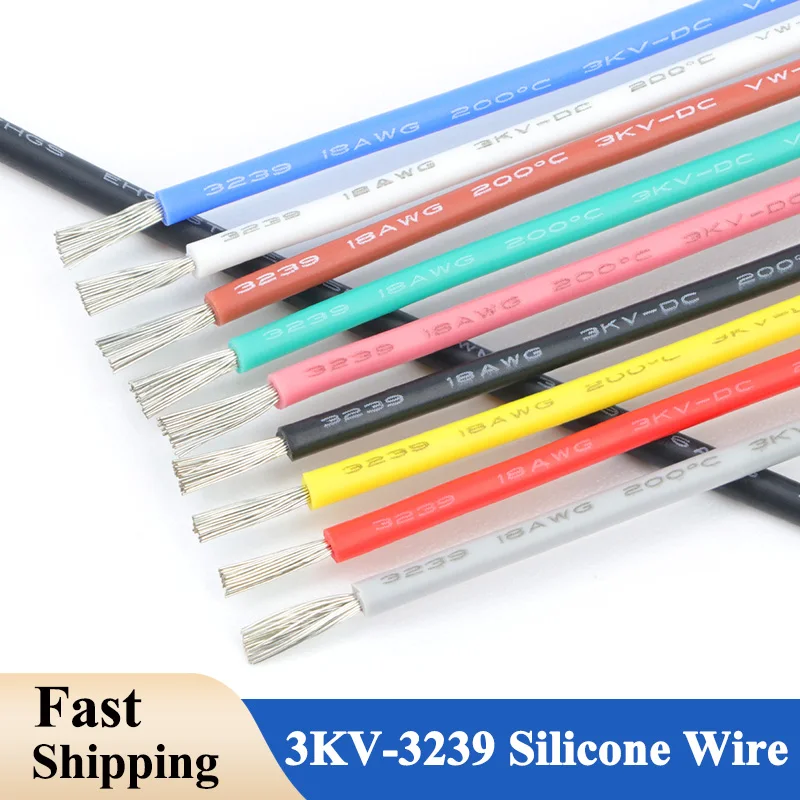 2/5/10m 3239 Silicone Wire 30 28 26 24 22 20 18 16 14 AWG High Temperature Rubber Insulated LED Lighting 3000V Electronic Cable