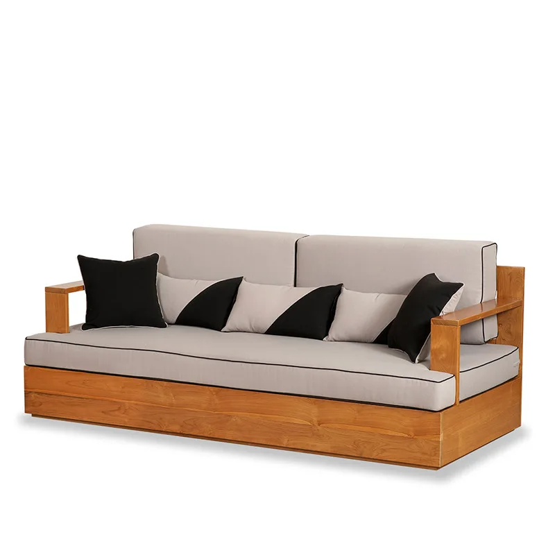 Outdoor furniture anti-sun balcony courtyard solid wood sofa combination