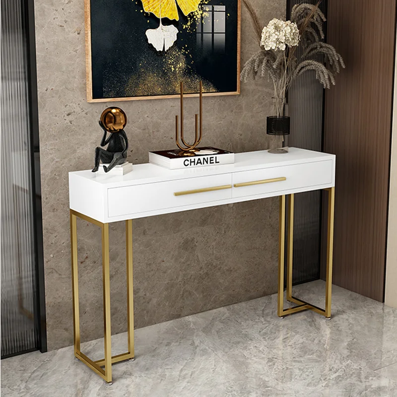 Mesa consola Glam de estilo nórdico con almacenamiento, mesa consola de belleza moderna de lujo, consola única de moda, muebles de pasillo