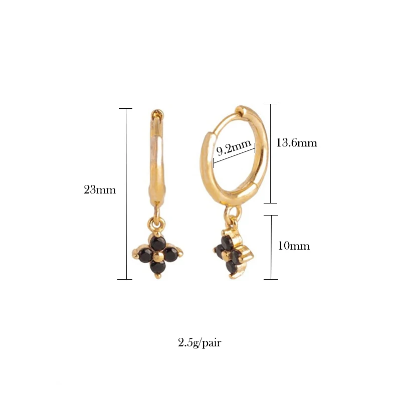 TIANDE Black Zircon Hoop Drop Earrings for Women Gold Plated Piercing Women\'s Dangle Earrings Set 2022 Fashion Jewelry Wholesale