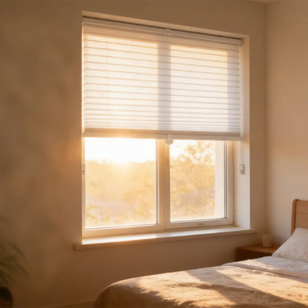 Waterproof Pleated Blind Designed for Semi-Blackout Light Transmission Heat Loss Prevention and Noise Mitigation