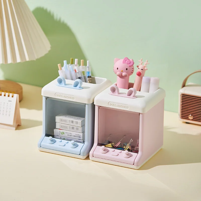 

Cute Student Desktop Pen Holder Multifunctional Storage Box Large Capacity Children's Stationery Doll Machine Pen Holder