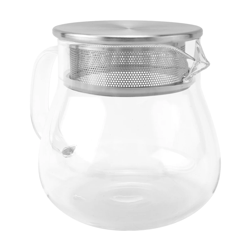 Heat Resistant Coffee Pot Hand Brewing Coffee Pot Steel Cover Transparent Sharing Pot Glass Brewing Pot with Handle