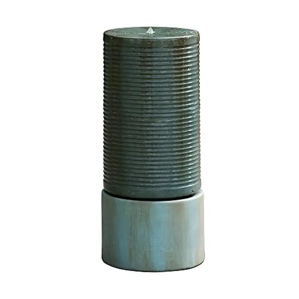 Round Green Ribbed Tower Water Fountain 44