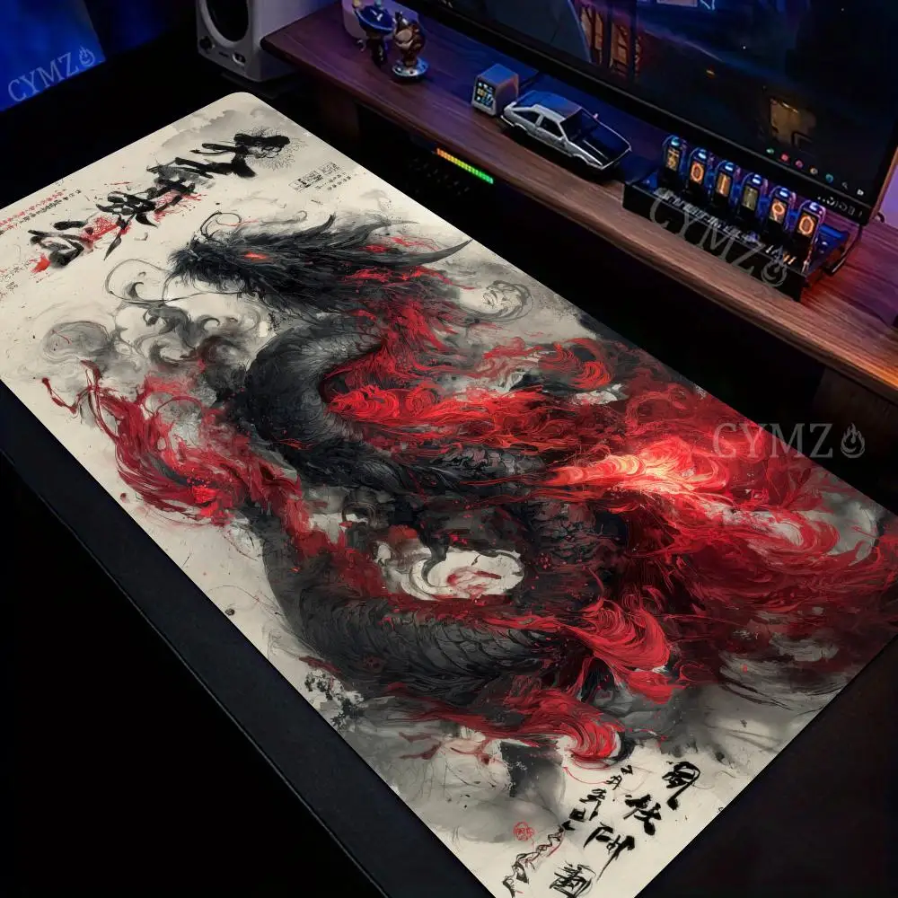 

Ink Art Black Dragon Illustration large Mouse Pad Desk Mat Gaming mats pc accessories keyboard mouse mat mauspad office rug