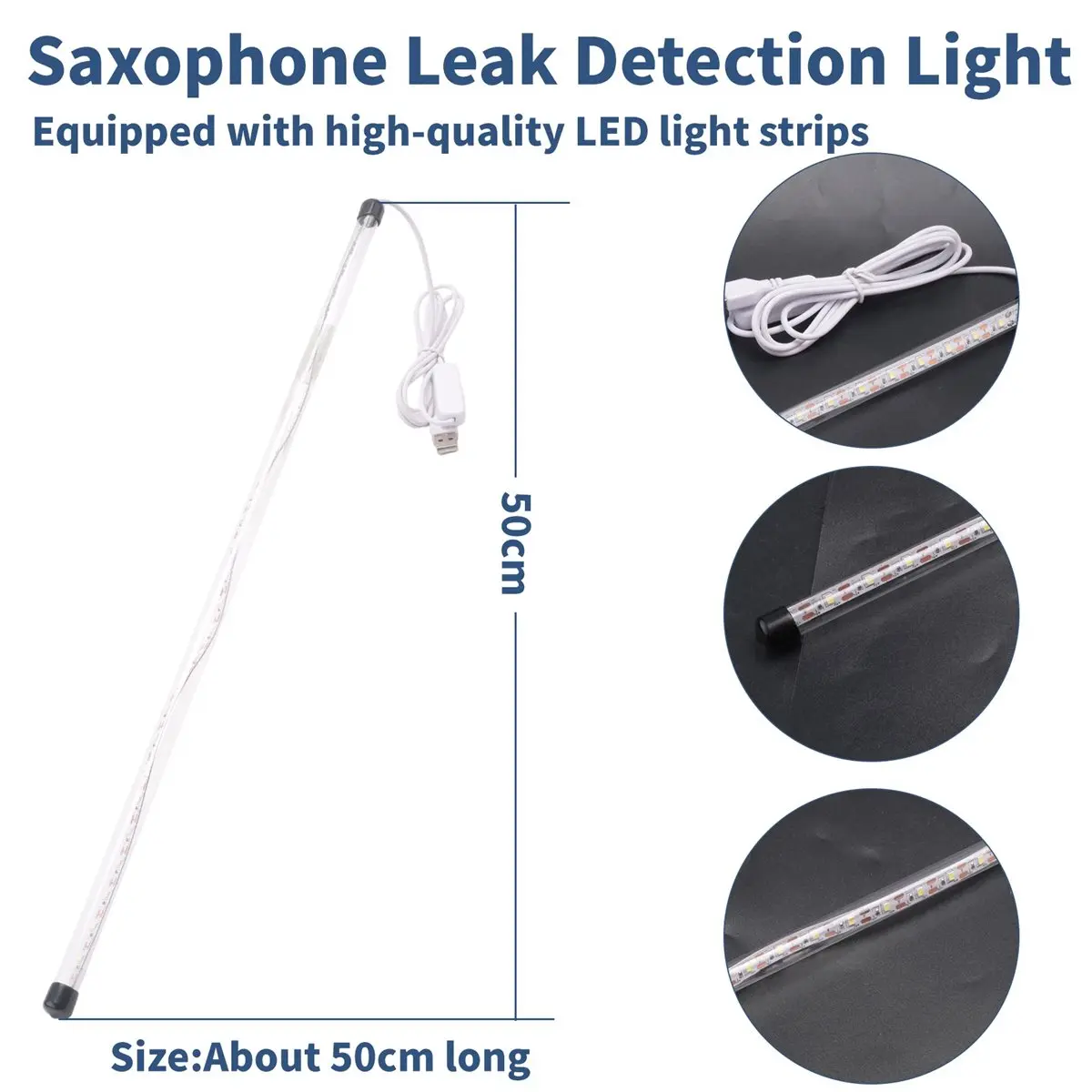 Saleout@ Saxophone LED Leak Light Sax Repair Light with USB Plug and Switch Test Light Multifunction for Wind Instrument Repair
