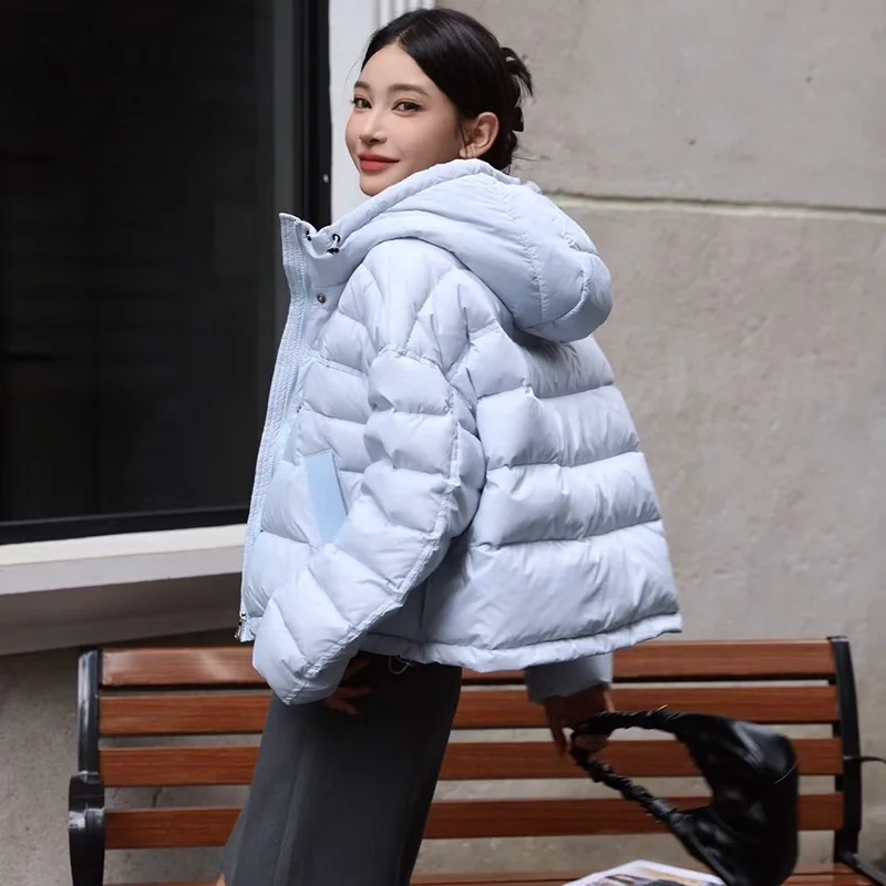 Lightweight Puffer Down Jacket for Women - Short Style 2025 Fall/Winter New Arrival Hooded Warm Coat - Trendy