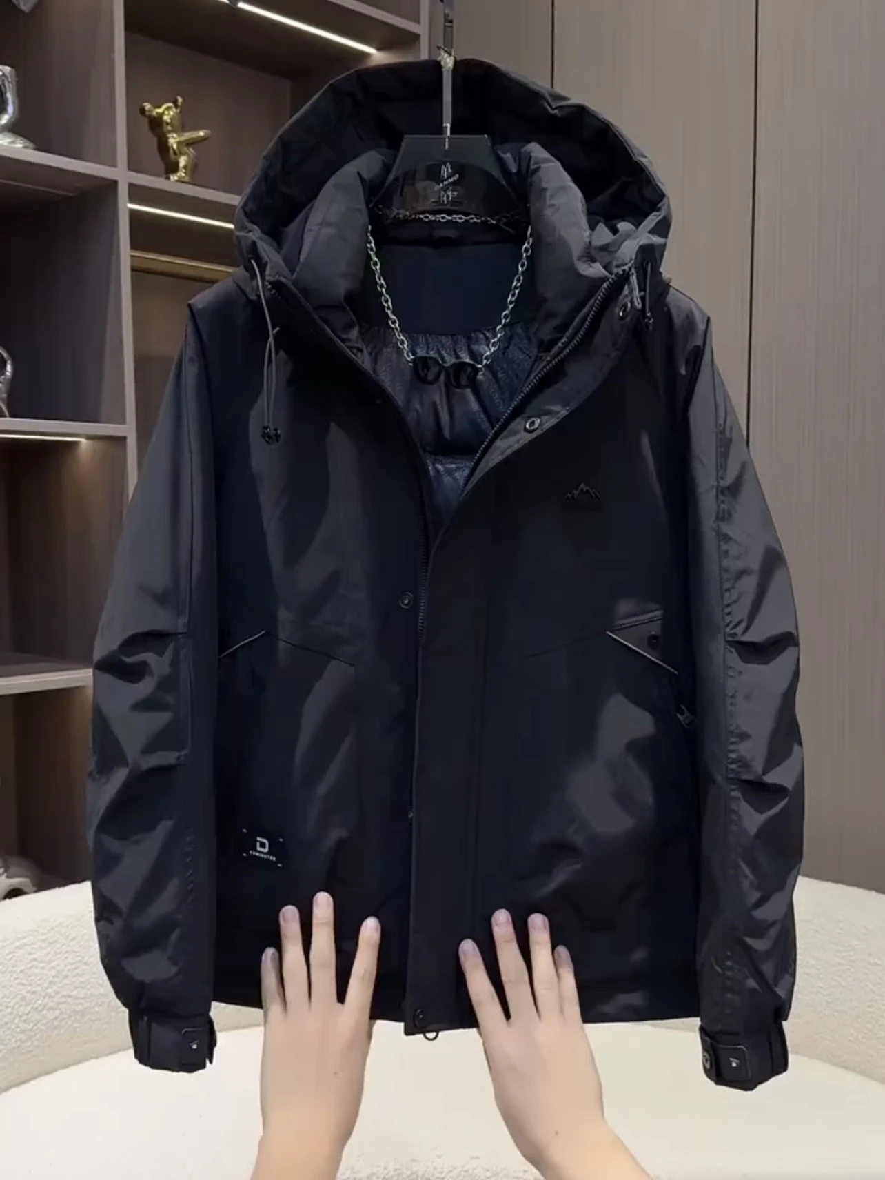 

Теплая американская рабочая куртка с капюшоном, мужская, модный дизайн, белая верхняя одежда, молодежная, стандартный крой, длинный рукав