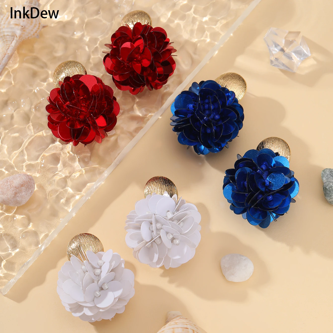 INKDEW Flower Petal Big Round Drop Earrings For Women Long Earrings Handmade Fashion Jewelry Gift boho EA142