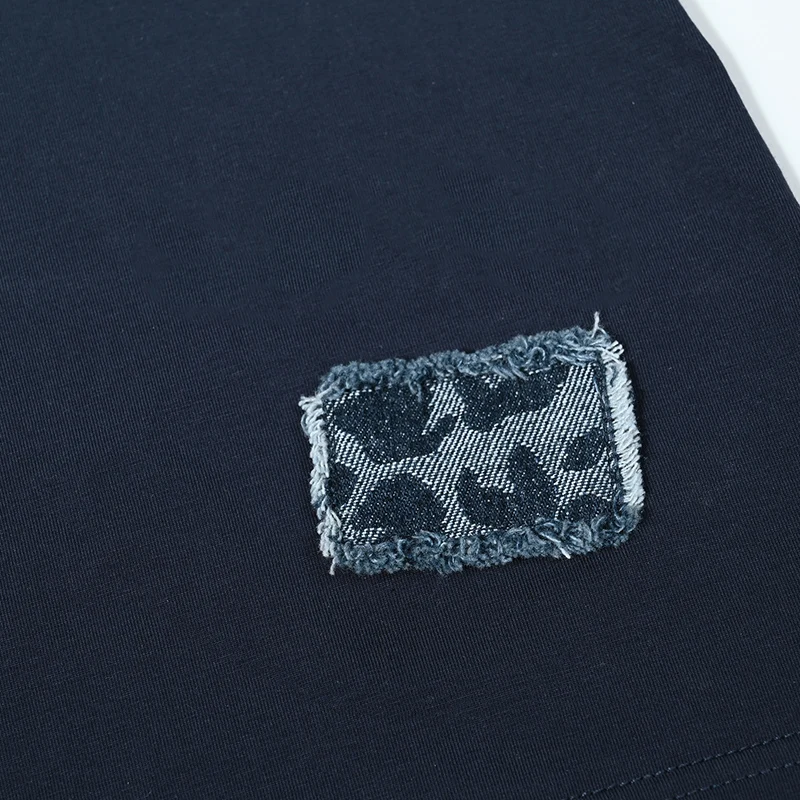 Blue Leopard Denim Children Set Long Sleeve Top Shirt Outfit Denim Washed Cotton/Spandex Dress Leopard Hoodie and Raw Edge Patch