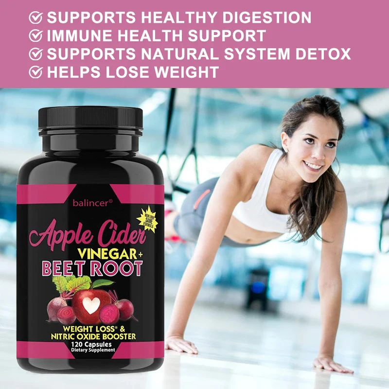 Balincer Apple Cider Vinegar + Beetroot Extract Capsules | Metabolism + Energy Support | Healthy Weight Loss, Diet, Digestion