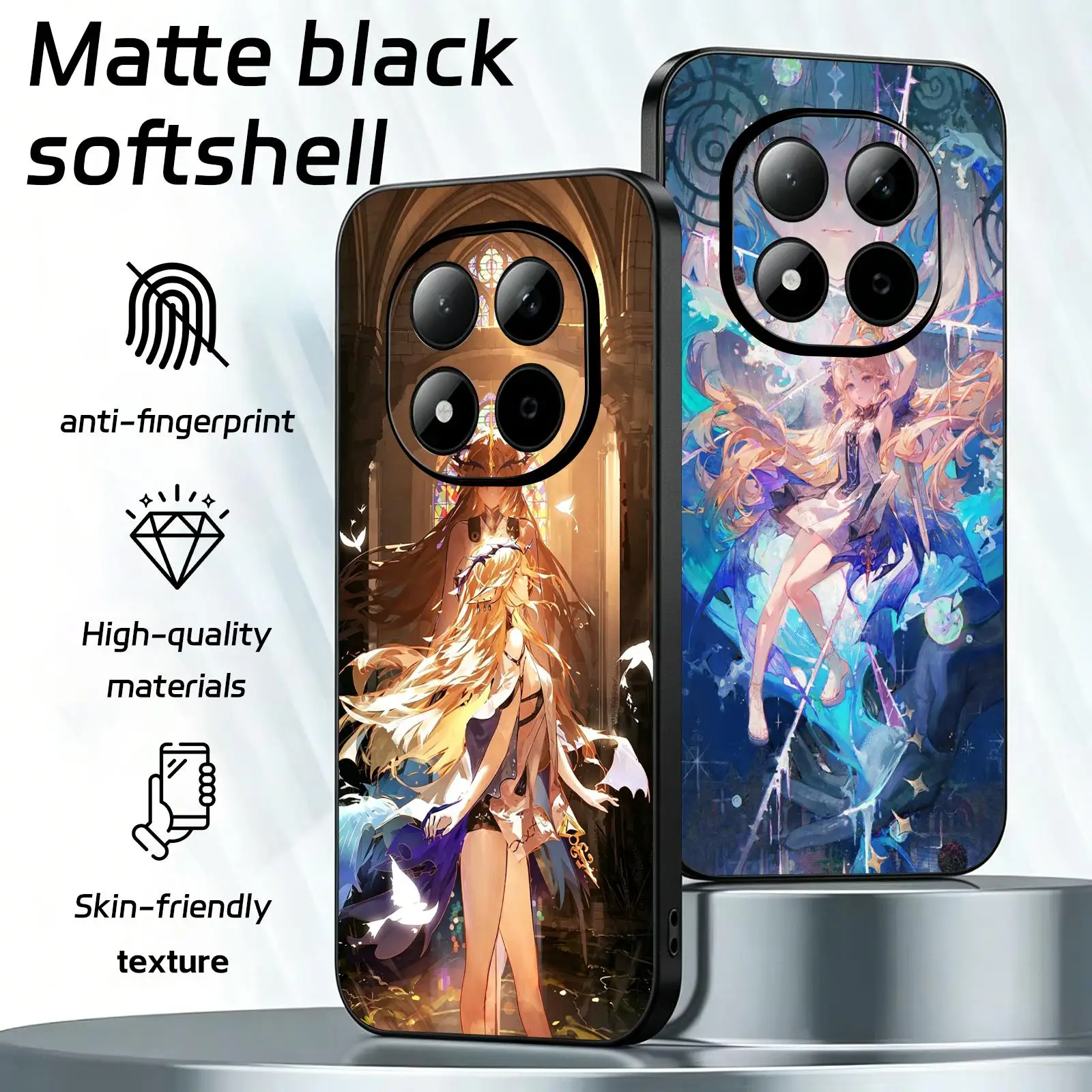 

Phone Case For Redmi Note15 14 13 12 11Pro Plus 5G 14C A3 Anti-Drop Soft Black Case Wuthering Waves CARTETHYIA