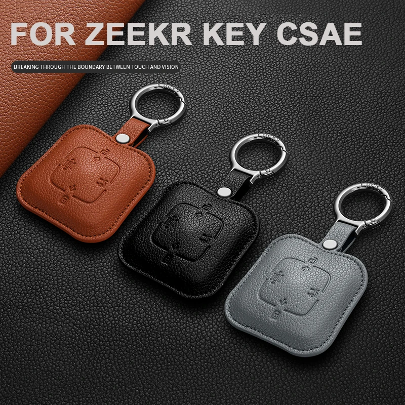 For Zeekr 001 X 7X 007 007GT 009 4 Buttons Leather Car Remote Key Case Cover Key Protector Fob Holder Shell Keychain Accessories
