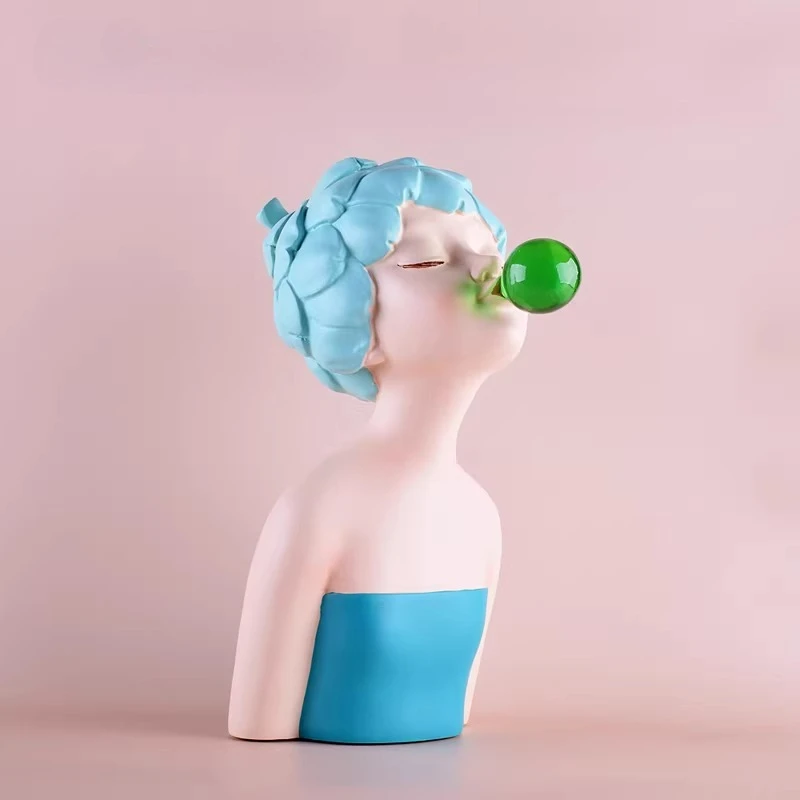 Nordic Bubble Girl Resin Statue Modern Home Decor Living Room Bedroom Children's Room Entrance Home Decor Crafts Birthday Gift