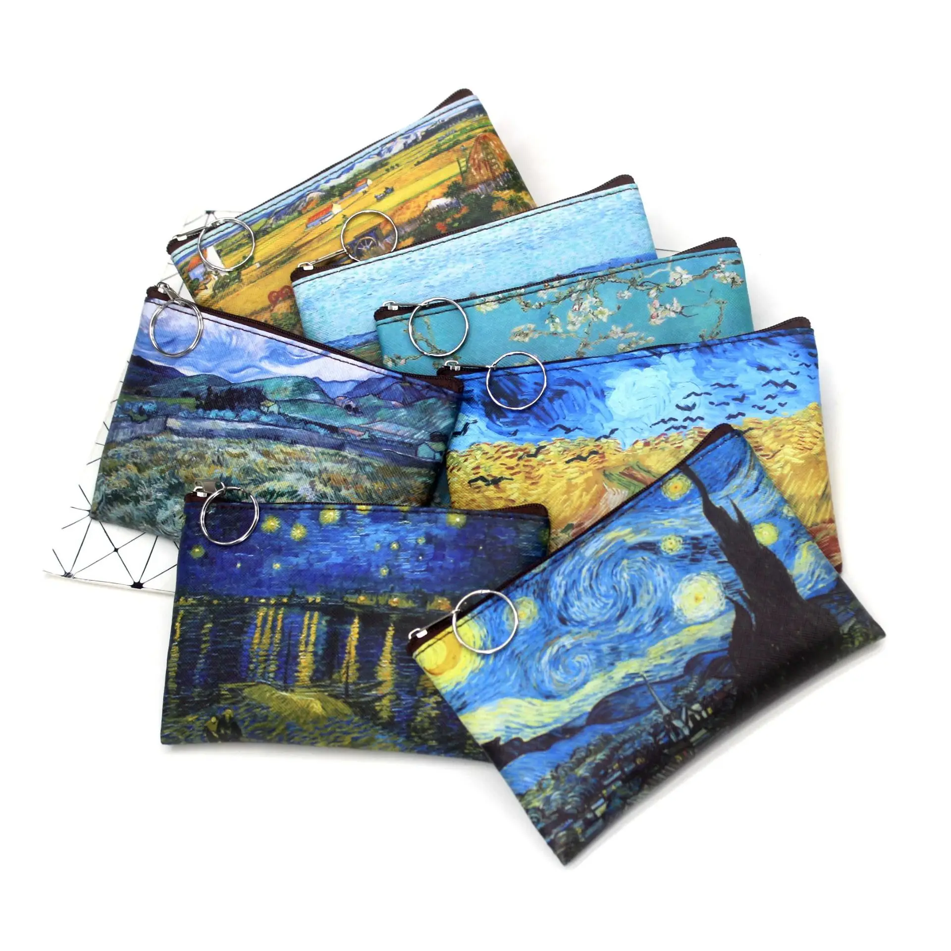 Vintage obraz olejny płócienna kosmetyczka Van Gogh Art słonecznik gwiazda księżycowa noc saszetka na kosmetyki podróżna portmonetka portmonetka