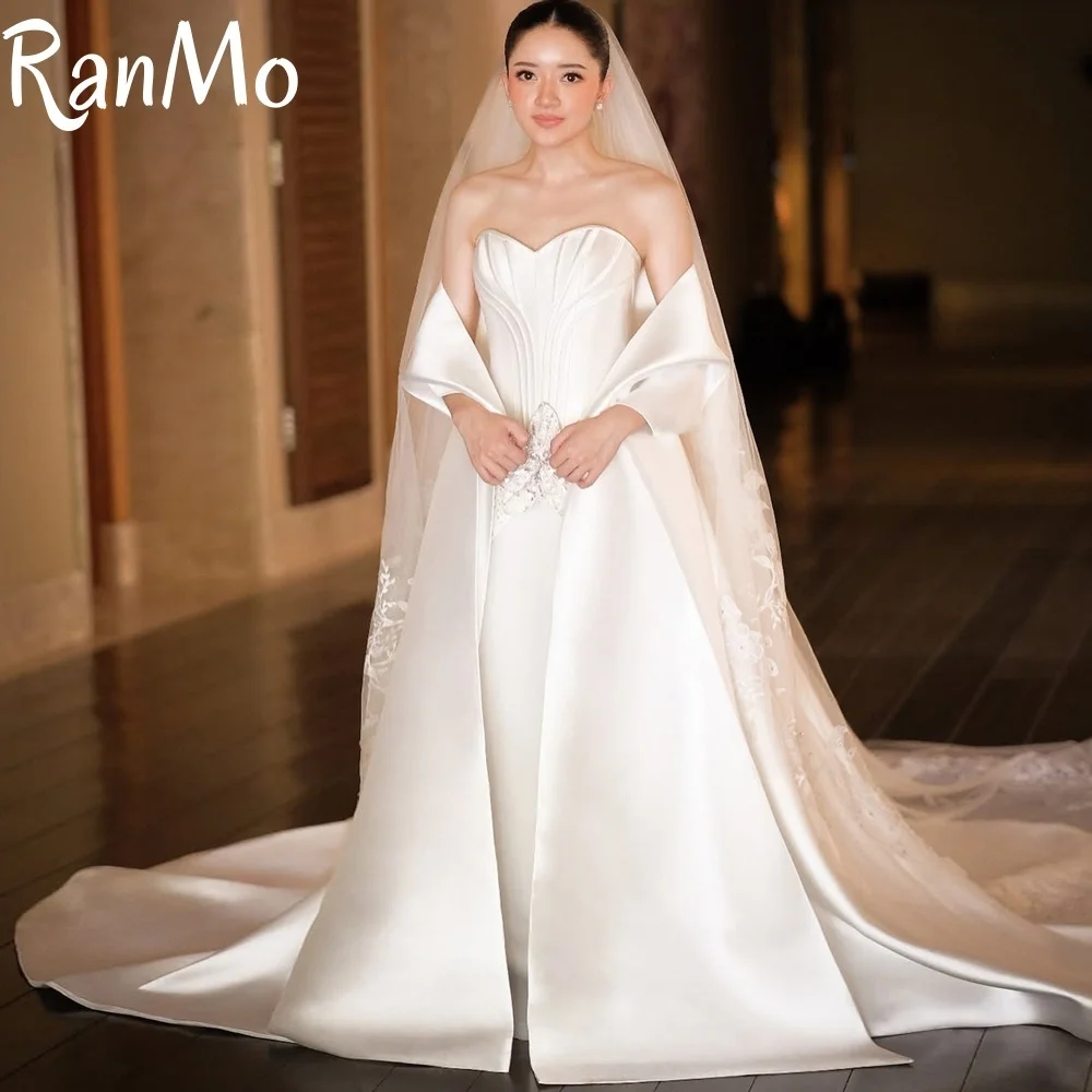 Ranmo 2025 جديد مخصص أنيق مطرز زهرة مساء فستان جودة عالية وصمة عار شال فستان زفاف فستان زفاف vestidos de novia