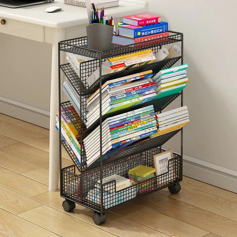Rak Penyimpanan Makanan Ringan Troli Seluler Berlapis-lapis Rak Penyimpanan Beroda Rak Penyimpanan Rak Buku Sederhana Berdiri Di Lantai Barang Baru