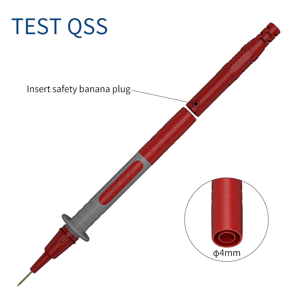 QSS 2PCS Multimeter Test Probe Pen with Replaceable Gold-plated Sharp 1MM Needles and Thick 2mm Needle Electrical Tools Q.30013A