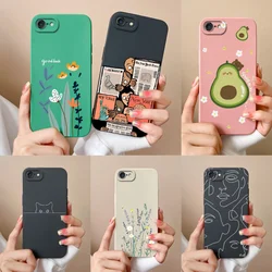 Simple Case For iPhone 7 8 Plus iPhoneSE Sketch Pattern Soft Smooth Liquid Silicone Full Coverage Anti Choc Phone Back Cover