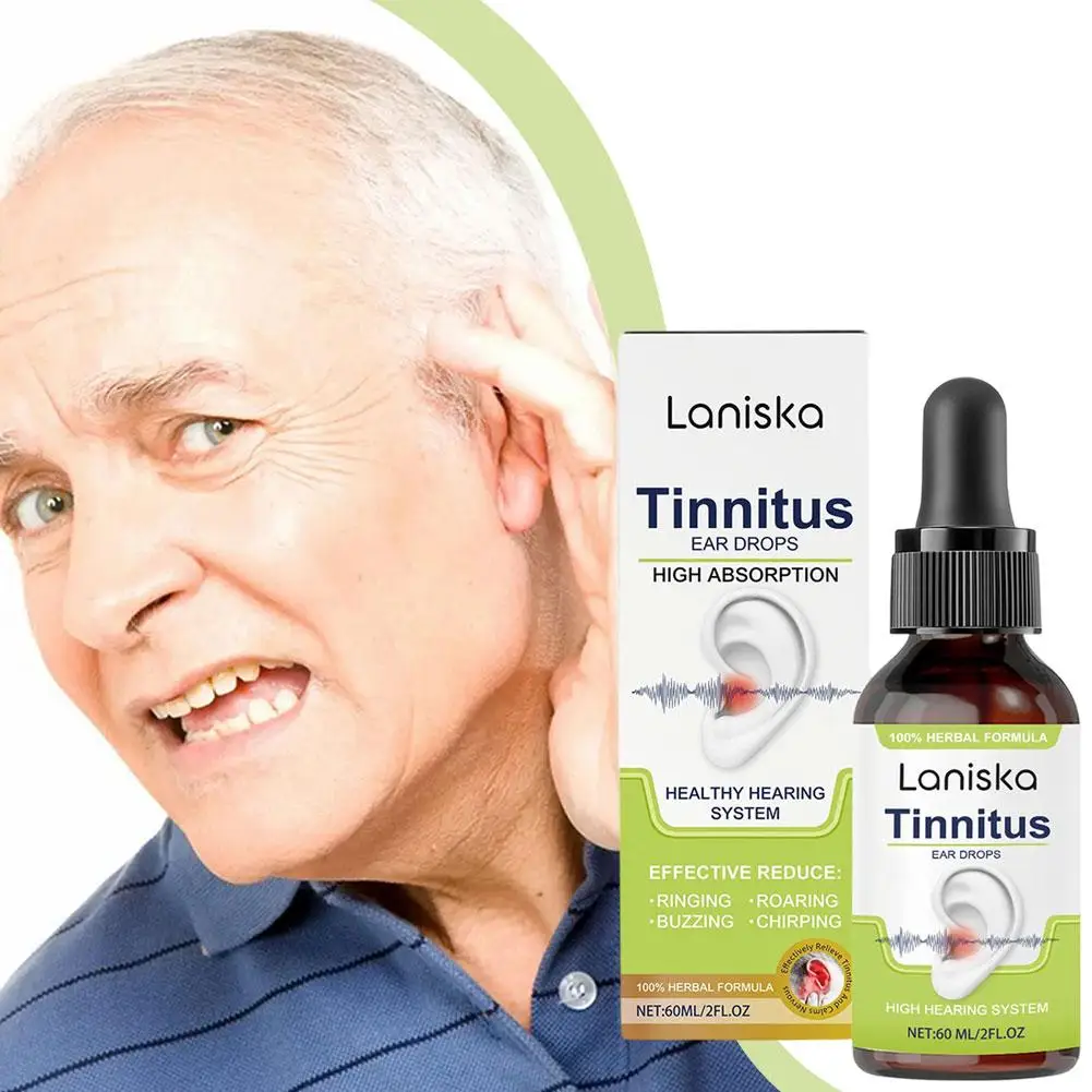 100% Herbal 60ml Tinnitus Care Agent Healthy Hearing Reduce Noise Ear Drops Gentle Clean Ear Discomfort Massage Smooth Ear Drops