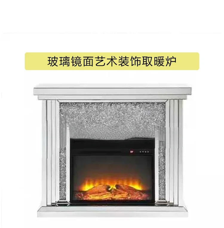 Glass mirror European electronic warm fireplace with heater, household simulation fire, wood charcoal, 3D simulation flame