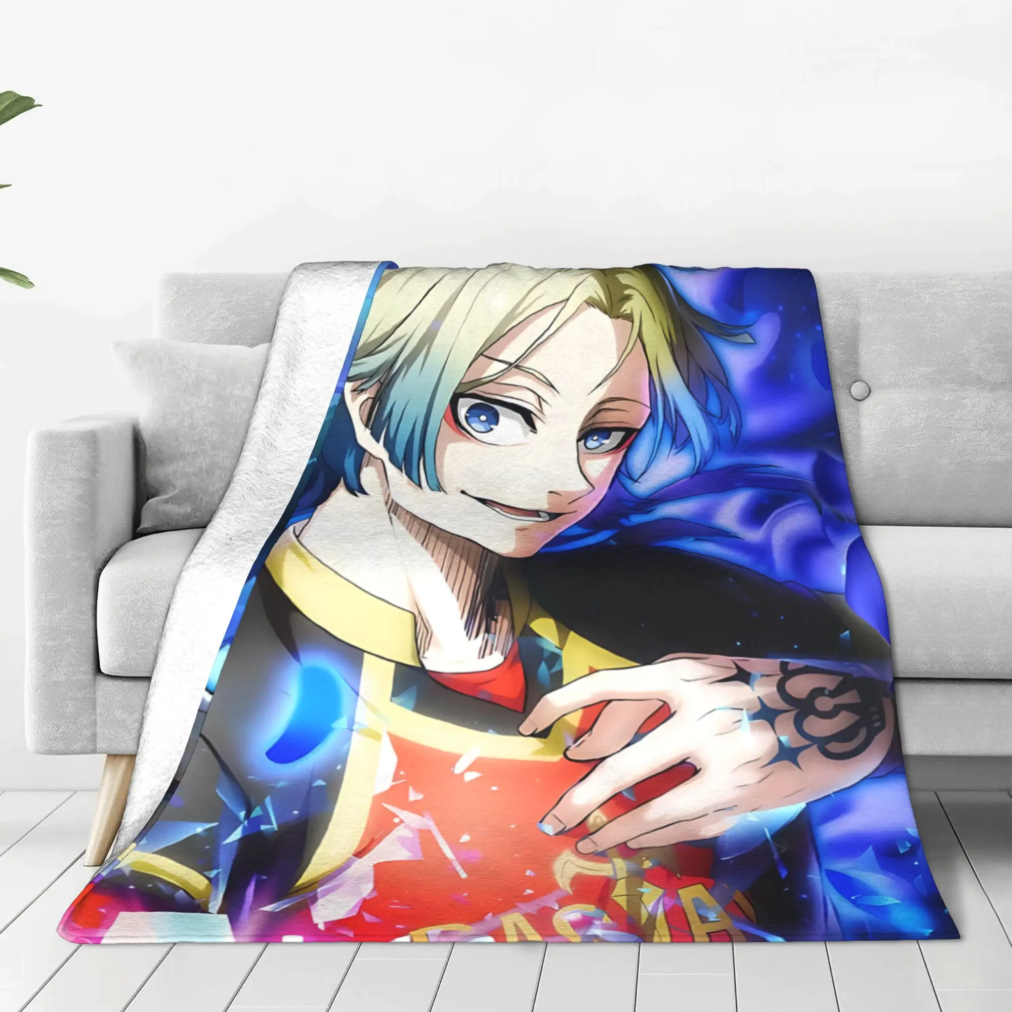 1PC home Cutecore Blue Lock Football Anime  Blanket Super Cosy Plush Home Living Room Sofa halloween